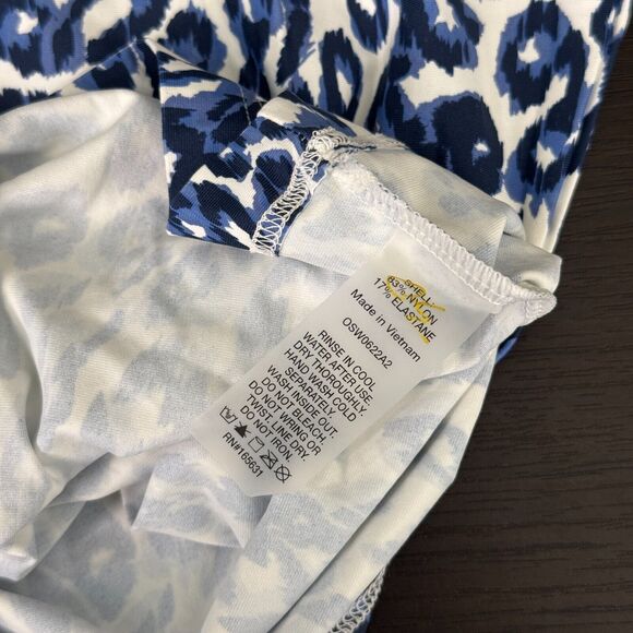 Johnny Was Calme Swim Shirt Women Small Surf Rashguard Top Leopard Blue Half Zip - Picture 7 of 10